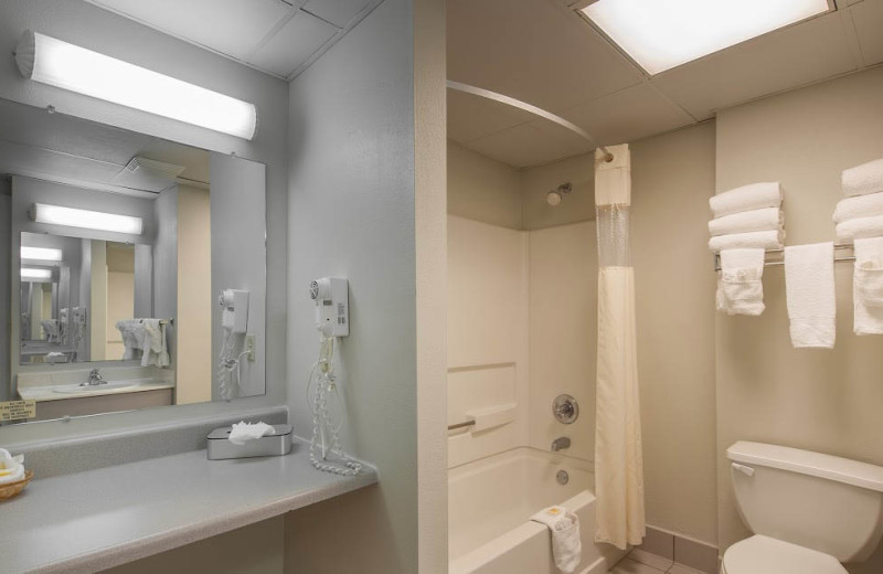 Guest bathroom at Days Inn & Suites Jekyll Island.