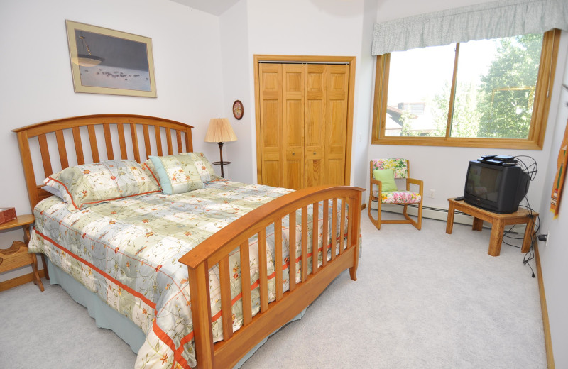 Rental bedroom at Steamboat Lodging Properties.