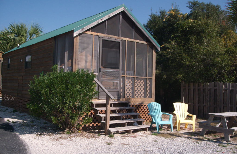 Cabin exterior at Navarre Beach Campground.