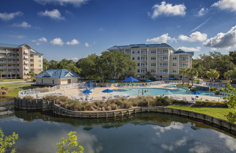 Exterior view of Bluewater Resort and Marina.