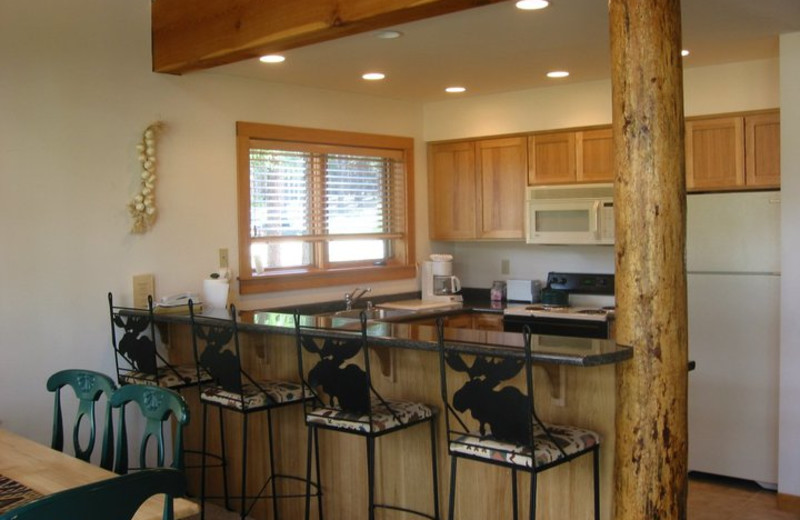 Cabin kitchen at Timberline Meadows Lodges.