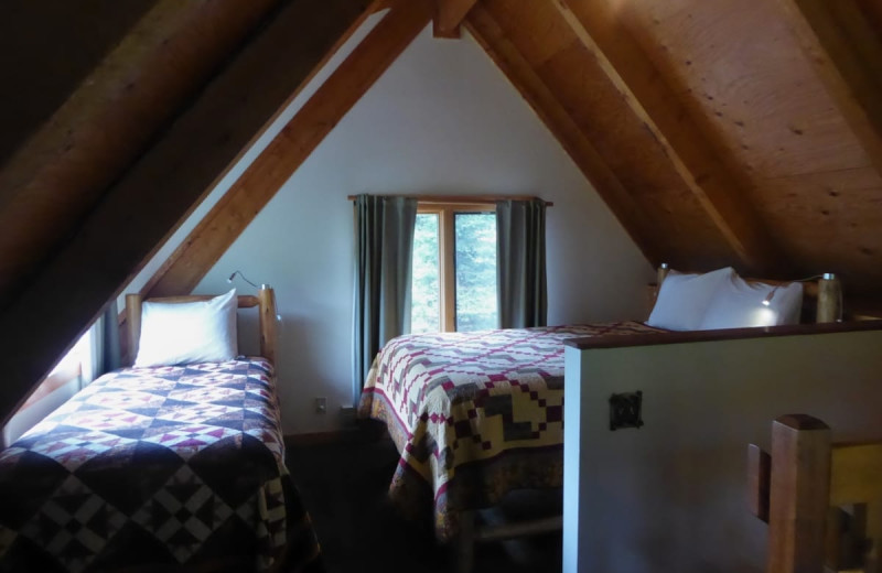 Cabin bedroom at Kenai River Drifter's Lodge.