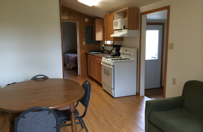 Cabin interior at Arnesen's Rocky Point Resort.