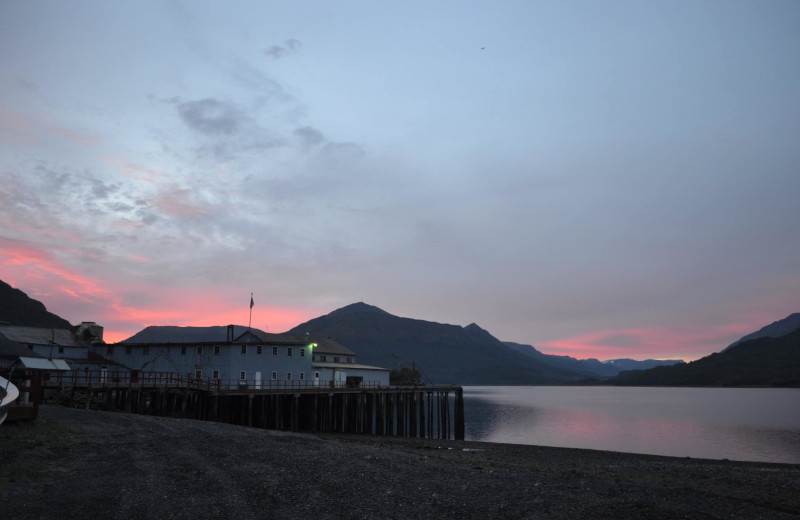 Sunset at Zachar Bay Lodge.