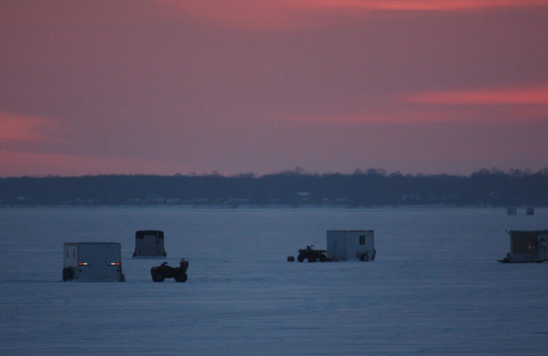 Ice fishing at Barky's Resort.