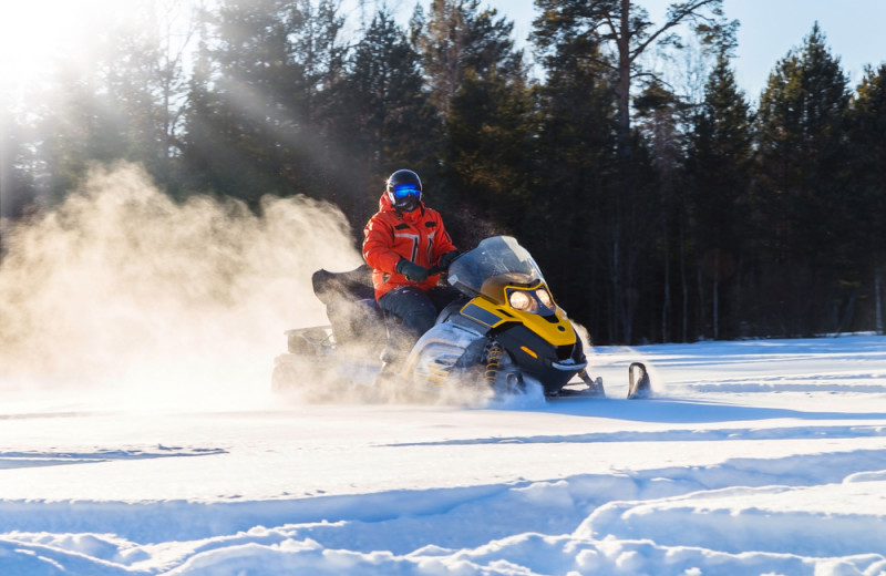 Snowmobiling at Elk Lake Wilderness Resort.