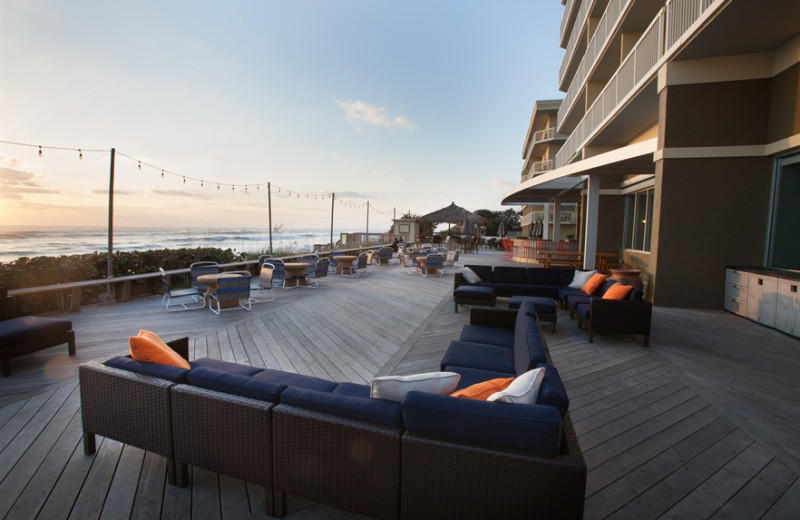 Patio chairs at Crowne Plaza Melbourne Oceanfront Resort.