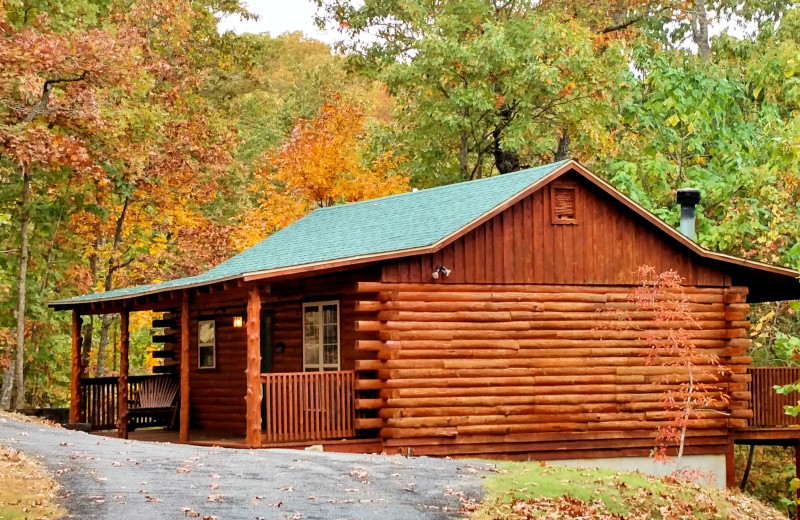 Cabin exterior at Lake Forest Luxury Log Cabins.