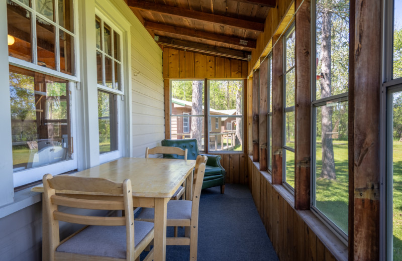 Cabin porch at Rising Eagle Resort.