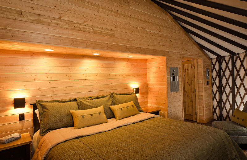 Yurt bedroom at Nootka Marine Adventures.