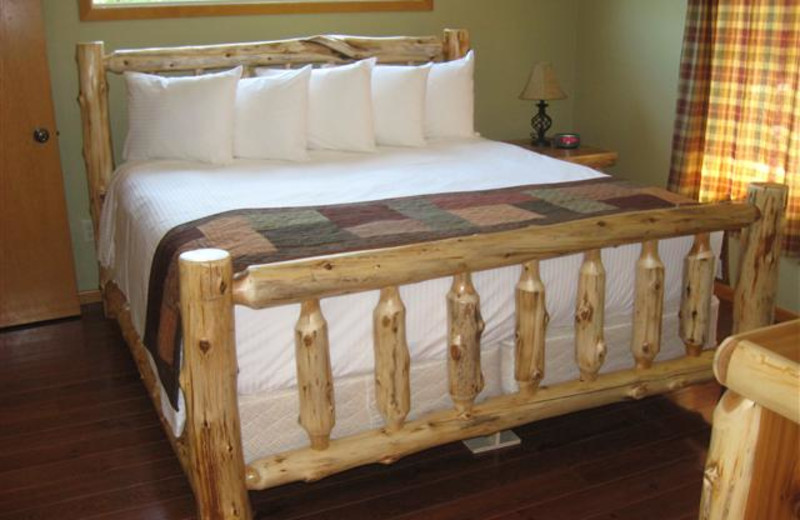 Rental bedroom at Red Cedar Lodge.