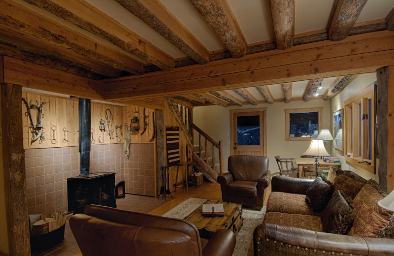 Cabin living room at Vista Verde Ranch.