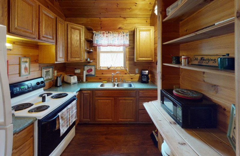 Cabin kitchen at 1st Choice Cabin Rentals.