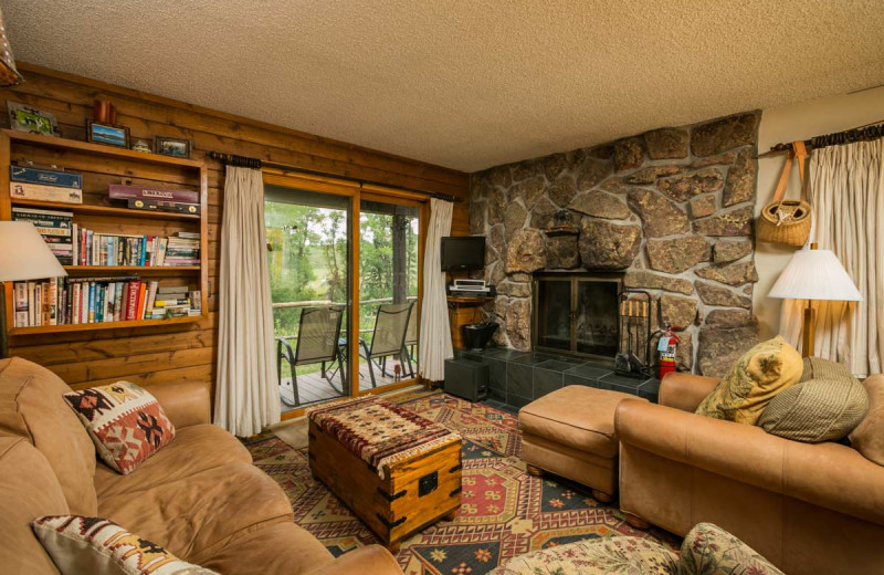 Cabin living room at The Glen Eden Resort.