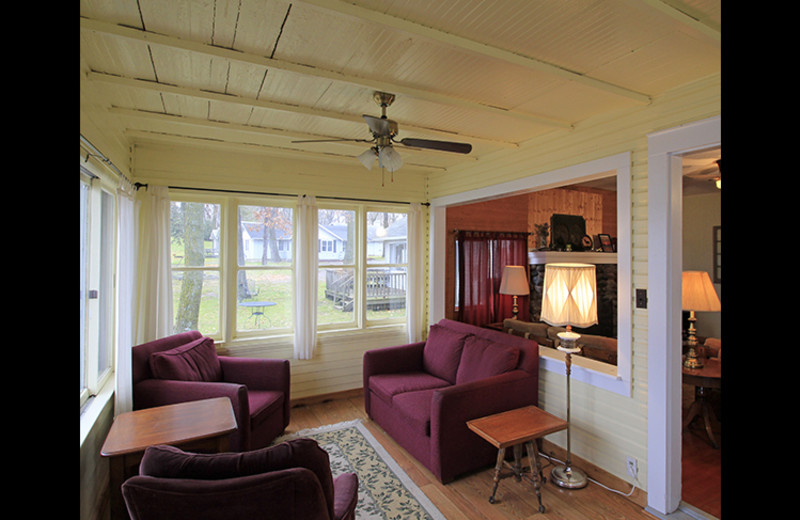 Cabin living room at Rusty Moose Resort.