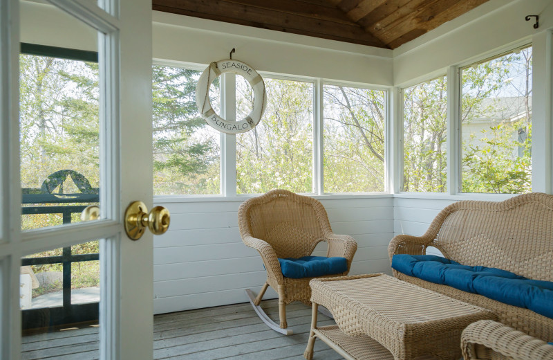 Cabin porch at Newagen Seaside Inn.