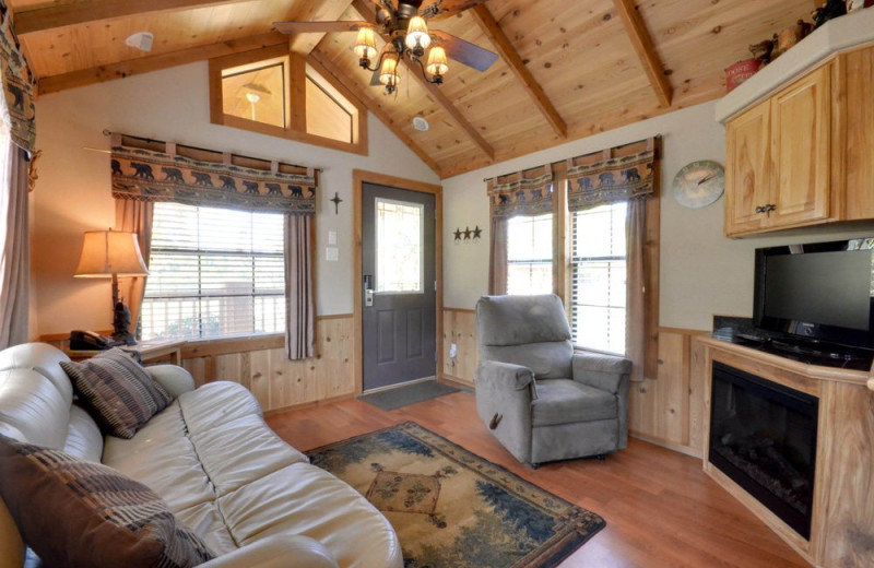 Cabin living room at Mill Creek Ranch Resort.