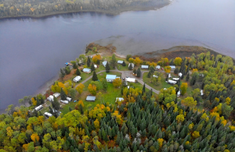 Aerial view of Elk Lake Wilderness Resort.