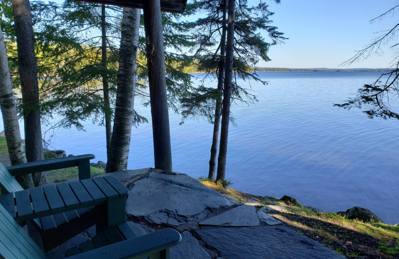 Cabin lake view at The Birches Resort.