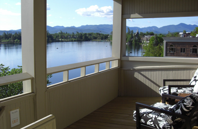 Guest balcony at The Haus Lakefront Lodging.