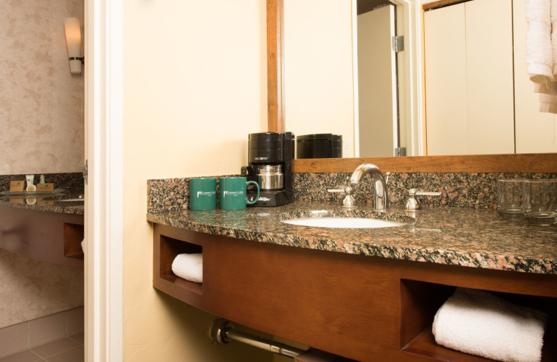 Guest bathroom at Evergreen Lodge.