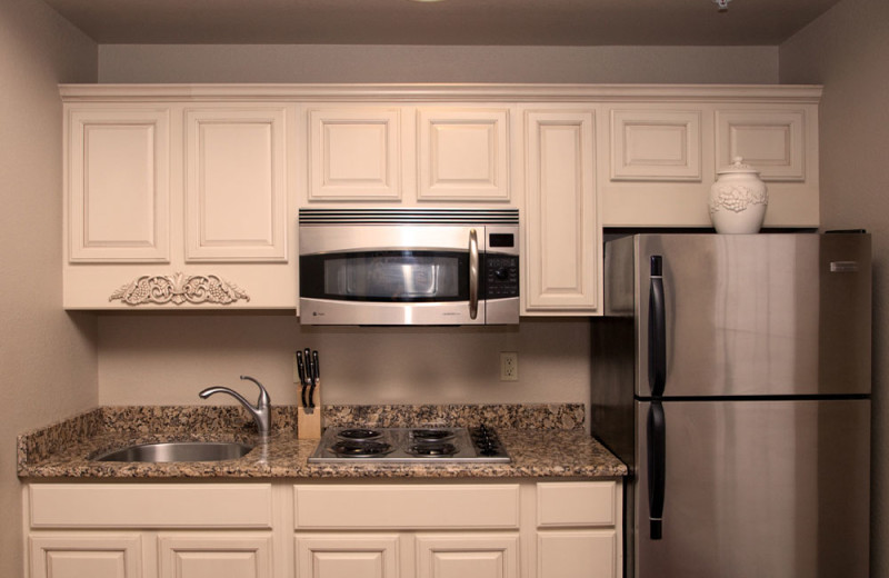 Guest kitchen at Oasis Suites.