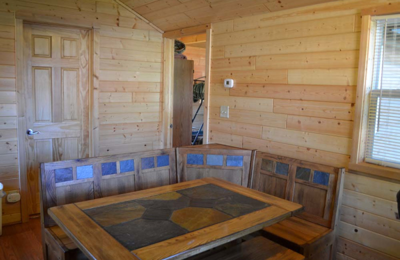 Cabin dining room at Sand Lake Resort.