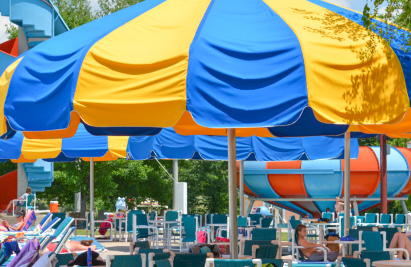 Beach umbrellas at Mark Twain Landing.