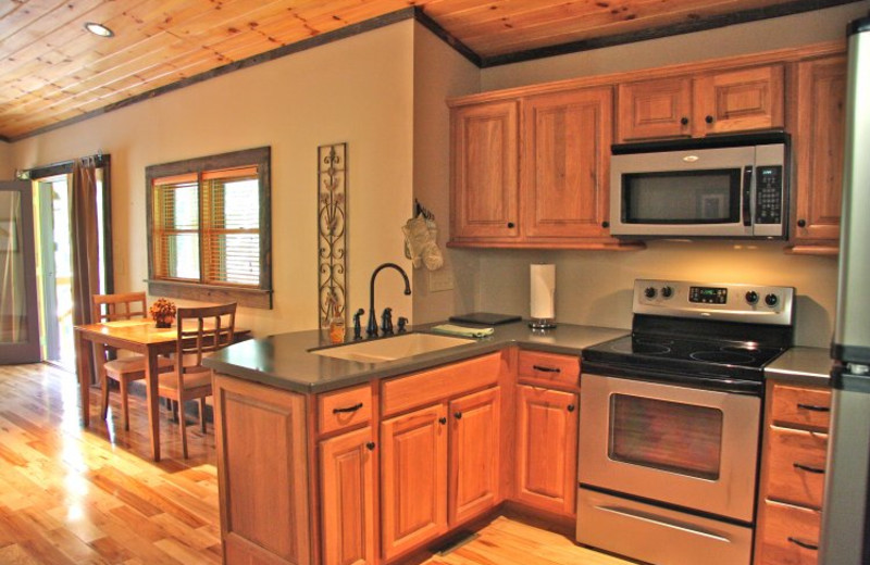 Cabin kitchen at Linville Cabins.