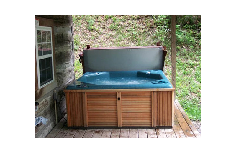 Cabin hot tub at Hocking Hills Cozy Cabins.