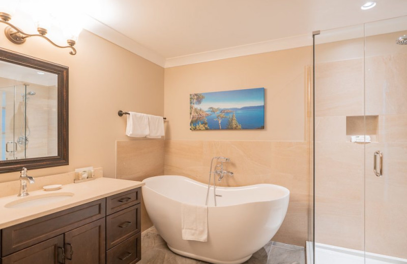 Guest bathroom at SookePoint Ocean Cottage Resort.