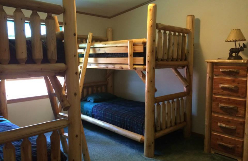 Cabin bunk beds at Comfort Cove Resort.