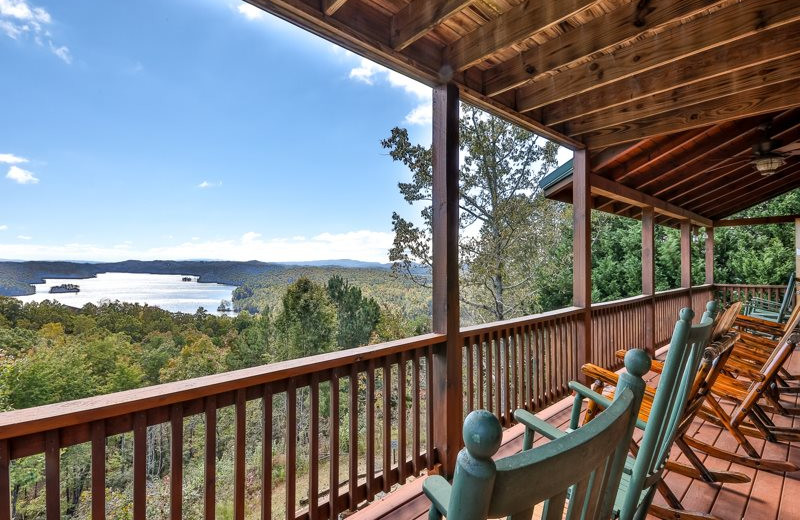 Cabin deck at Mountain Oasis Cabin Rentals.