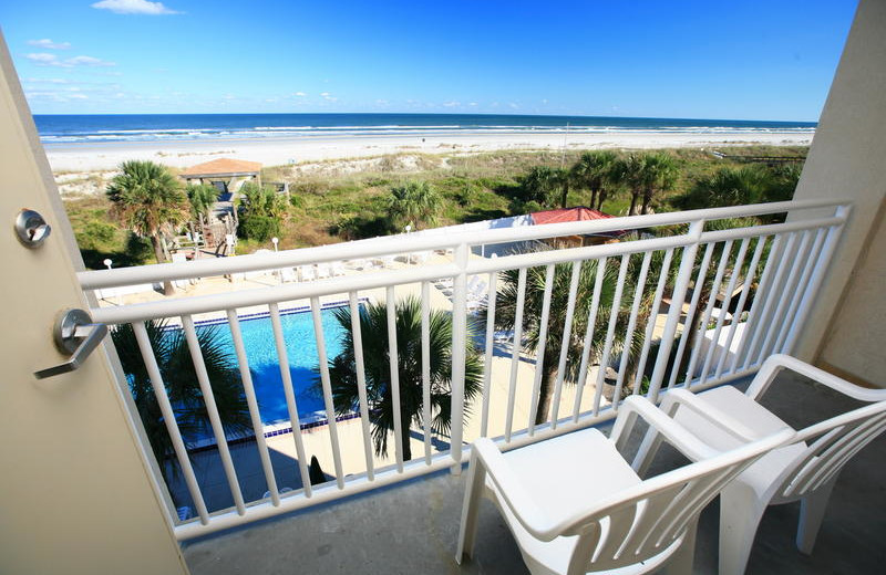 Private balcony at Holiday Isle Oceanfront Resort. 