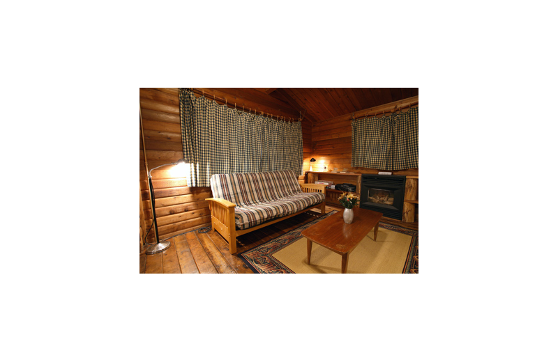 Cabin living room at Grace Haven.