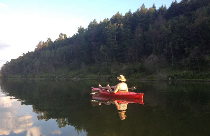 Canoeing at Sunapee Harbor Cottages.