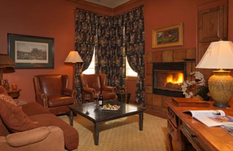 Living room at Rusty Parrot Lodge.