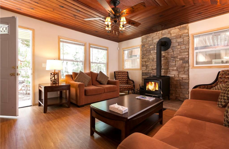 Rental living room at Big Bear Cool Cabins.