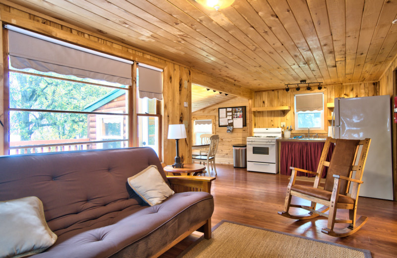 Cabin interior at Garrison's Resort.