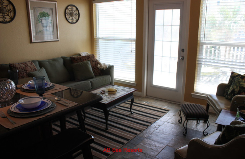 Rental living room at A B Sea Resorts.