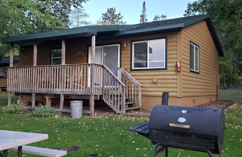 Cabin exterior at Tri Birches Resort.