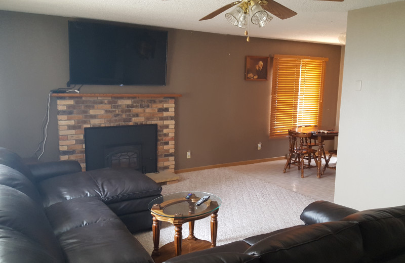 Rental living room at Devils Lake Cabin Rentals.