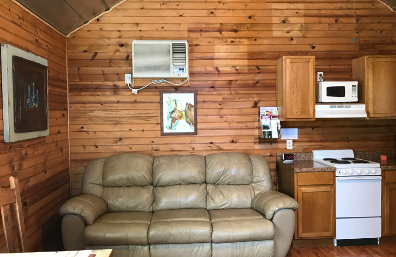 Cabin living room at Walnut Canyon Cabins.