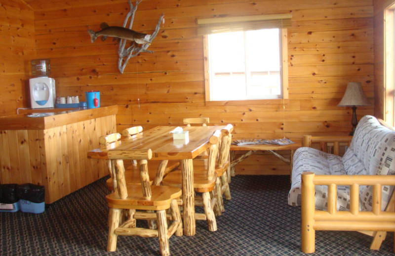 Cabin living room at Maynard Lake Lodge and Outpost.