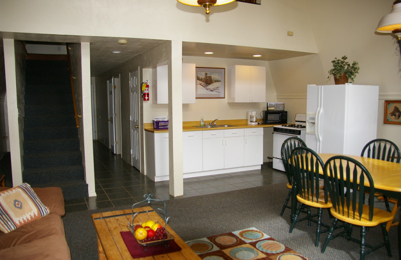 Cabin kitchen at Echo Basin Cabin And RV Resort.