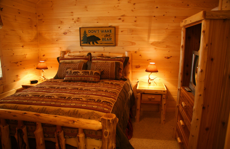 Cabin bedroom at Highland Marina Resort.