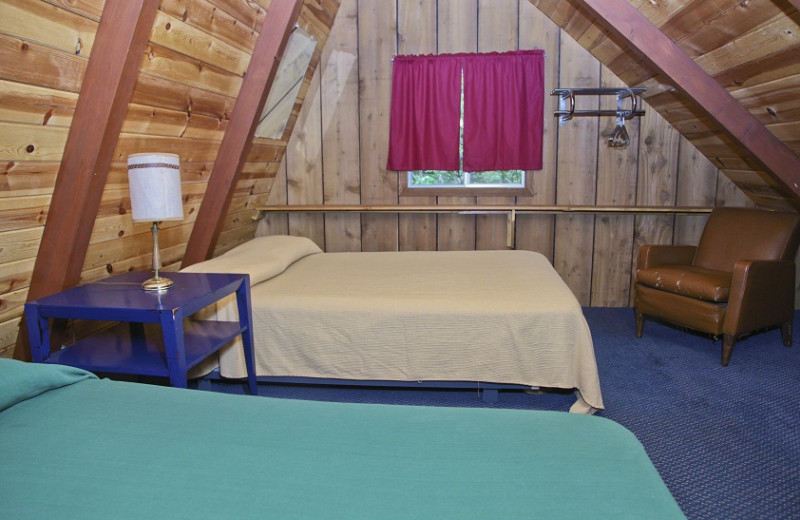 Cottage bedroom at Thunder Lake Lodge.