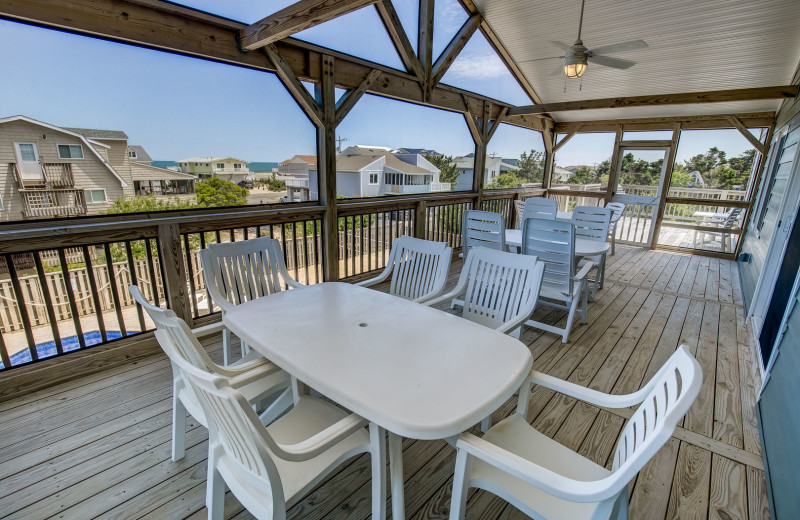 Rental deck at Sandbridge Blue Vacation Rentals.