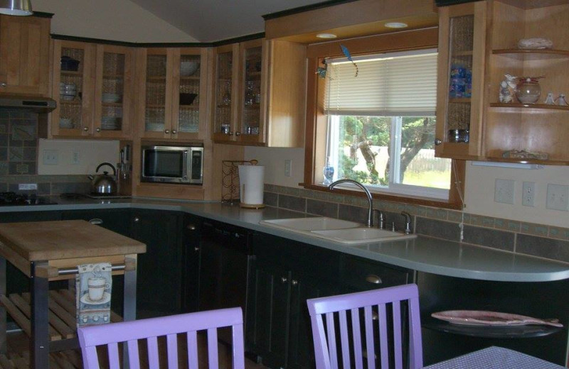 Rental kitchen at Oceanfront Getaways.