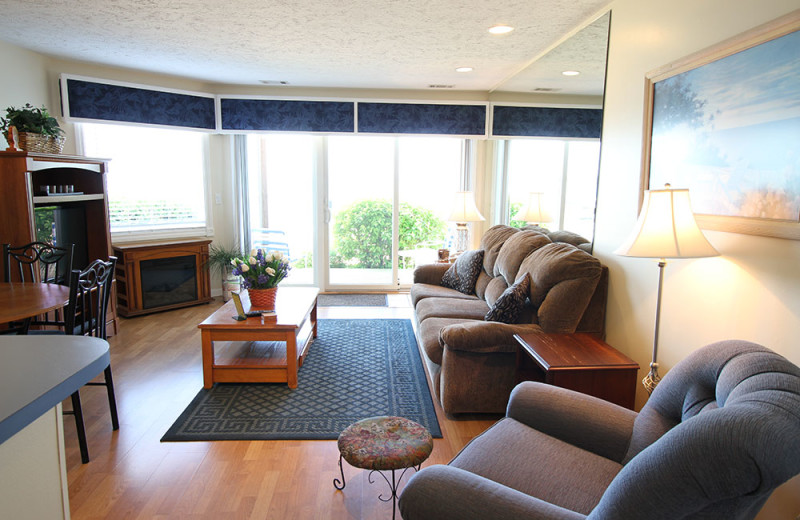 Condo living room at The Beach Condominiums Hotel-Resort.